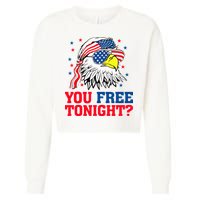 Are You Free Tonight 4th Of July Independence Day Bald Eagle Cropped Pullover Crew
