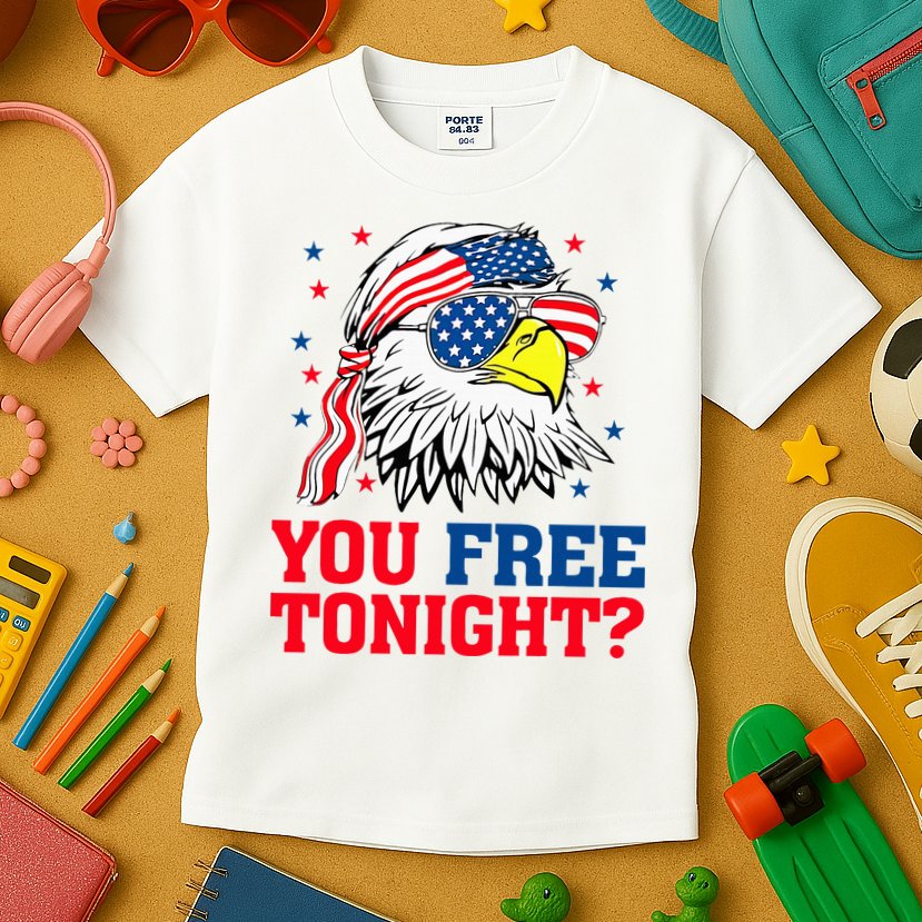 Are You Free Tonight 4th Of July Independence Day Bald Eagle Kids T-Shirt