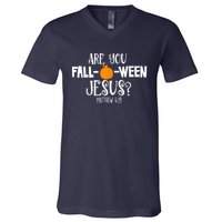 Are You Falloween Jesus Halloween V-Neck T-Shirt