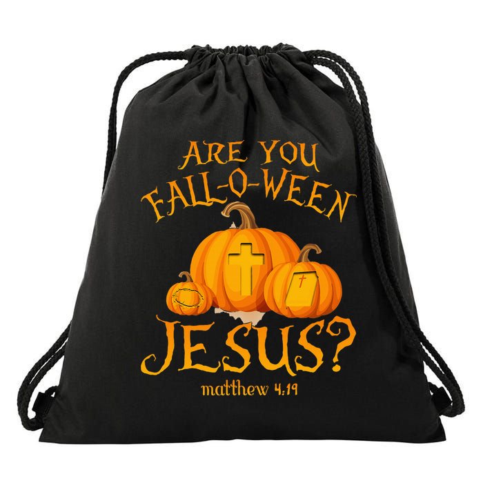 Are You Fall O Ween Jesus Christian Halloween Pumpkin Drawstring Bag