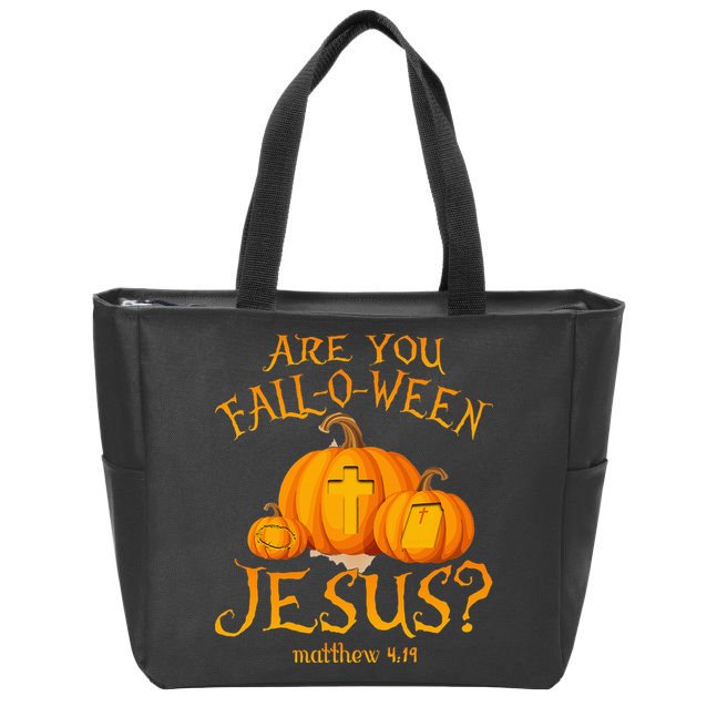 Are You Fall O Ween Jesus Christian Halloween Pumpkin Zip Tote Bag