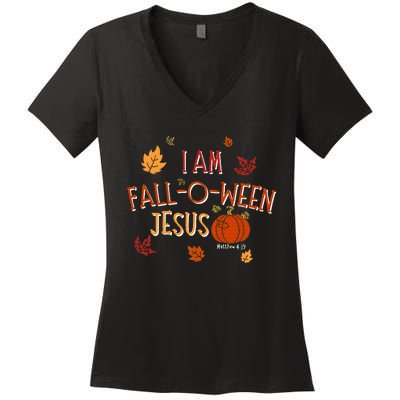 Are You Fall O Ween Jesus Matthew 419 Funny Halloween Gifts Women's V-Neck T-Shirt