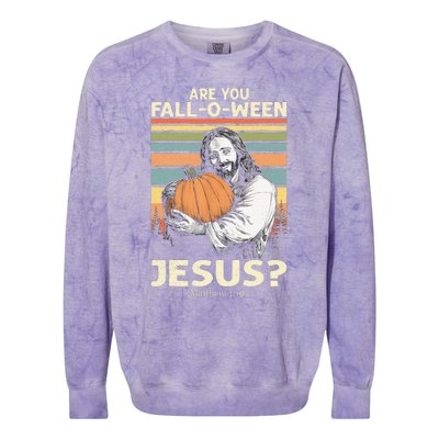 Are You Falloween Jesus Christian Halloween Pumpkin Colorblast Crewneck Sweatshirt