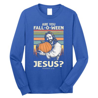 Are You Falloween Jesus Christian Halloween Pumpkin Long Sleeve Shirt