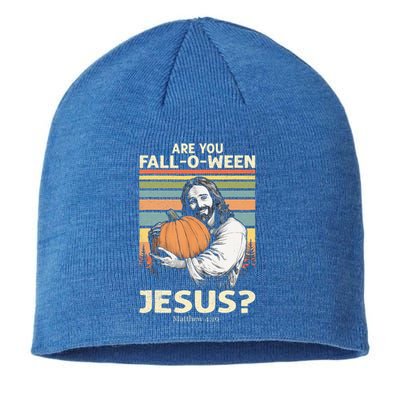 Are You Falloween Jesus Christian Halloween Pumpkin Sustainable Beanie