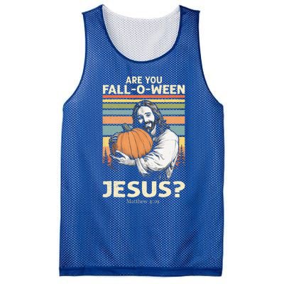 Are You Falloween Jesus Christian Halloween Pumpkin Mesh Reversible Basketball Jersey Tank