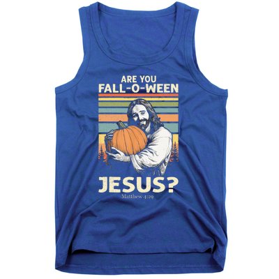 Are You Falloween Jesus Christian Halloween Pumpkin Tank Top