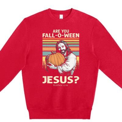 Are You Falloween Jesus Christian Halloween Pumpkin Premium Crewneck Sweatshirt