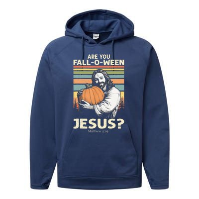 Are You Falloween Jesus Christian Halloween Pumpkin Performance Fleece Hoodie