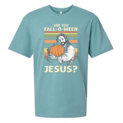 Are You Falloween Jesus Christian Halloween Pumpkin Sueded Cloud Jersey T-Shirt