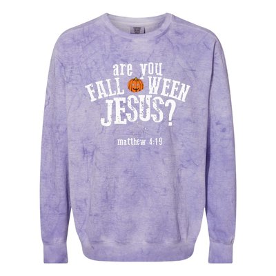 Are You Falloween JesusChristian Matthew 4 19 Religious Halloween Colorblast Crewneck Sweatshirt