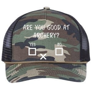 Are You Good At Archery Yes No Cute Gift Archery Joke Gift Retro Rope Trucker Hat Cap