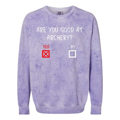 Are You Good At Archery Yes No Cute Gift Archery Joke Gift Colorblast Crewneck Sweatshirt