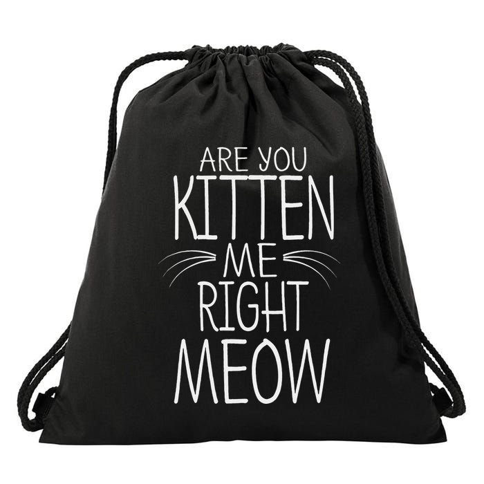 Are You Kitten Me Right Meow Funny Cat Joke Drawstring Bag
