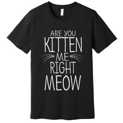 Are You Kitten Me Right Meow Funny Cat Joke Premium T-Shirt