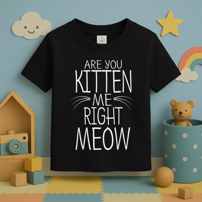 Are You Kitten Me Right Meow Funny Cat Joke Toddler T-Shirt