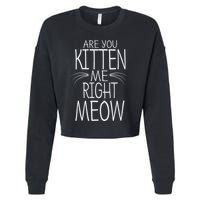 Are You Kitten Me Right Meow Funny Cat Joke Cropped Pullover Crew