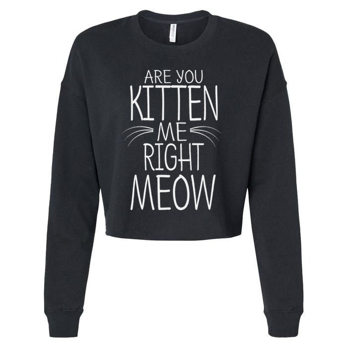 Are You Kitten Me Right Meow Funny Cat Joke Cropped Pullover Crew
