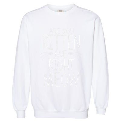 Are You Kitten Me Right Meow Funny Cat Joke Garment-Dyed Sweatshirt