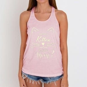 Are You Kitten Me Right Meow Funny Cat Lovers Gifts Women's Knotted Racerback Tank