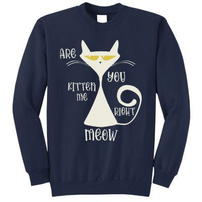 Are You Kitten Me Right Meow Funny Cat Sarcastic Tall Sweatshirt