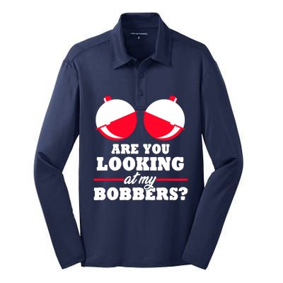 Are You Looking At My Bobbers? Funny Fishing Gifts For Wo Silk Touch Performance Long Sleeve Polo