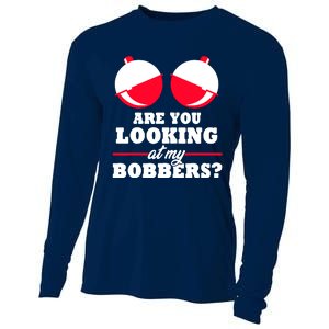 Are You Looking At My Bobbers? Funny Fishing Gifts For Wo Cooling Performance Long Sleeve Crew