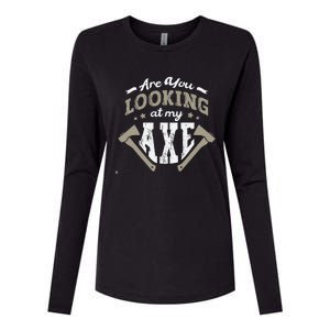 Are You Looking At My Axe For A Axe Thrower Axe Throwing Womens Cotton Relaxed Long Sleeve T-Shirt