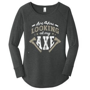 Are You Looking At My Axe For A Axe Thrower Axe Throwing Women's Perfect Tri Tunic Long Sleeve Shirt