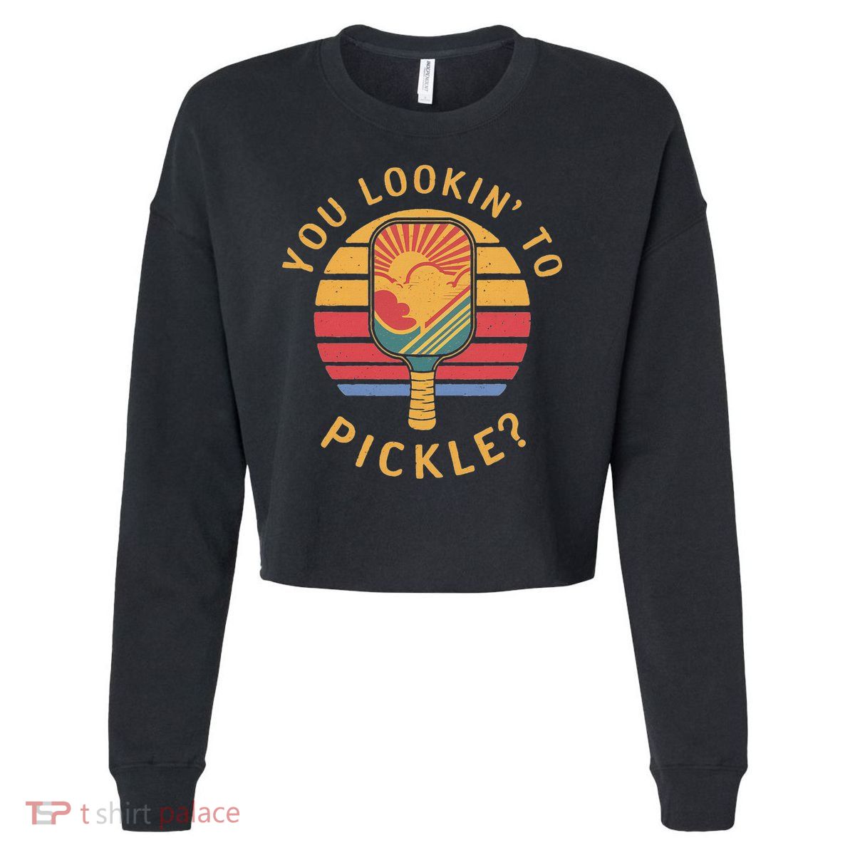 Are You Looking To Pickle Vintage Sunset Pickleball Cropped Pullover Crew