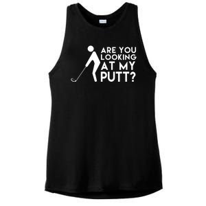 Are You Looking At My Putt Golf Lover Funny Ladies PosiCharge Tri-Blend Wicking Tank