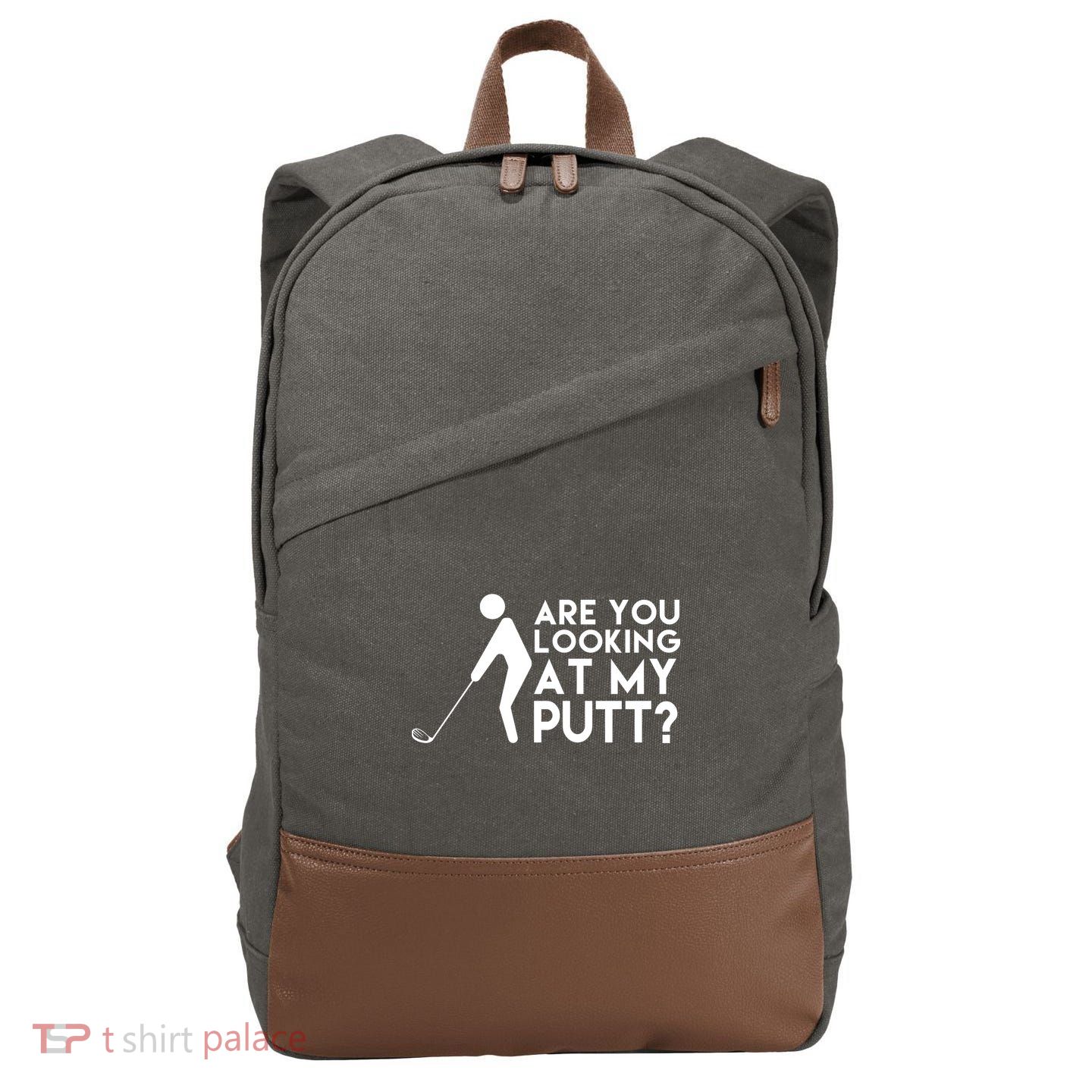 Are You Looking At My Putt Golf Lover Funny Cotton Canvas Backpack
