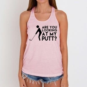 Are You Looking At My Putt Golf Lover Funny Women's Knotted Racerback Tank