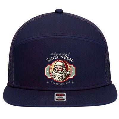 Ask Your Mom If Santa Is Real Vintage 7 Panel Mesh Trucker Snapback Hat