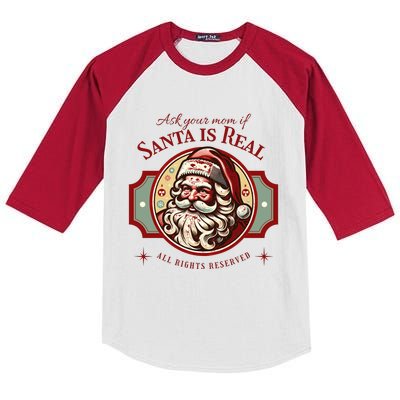 Ask Your Mom If Santa Is Real Vintage Kids Colorblock Raglan Jersey