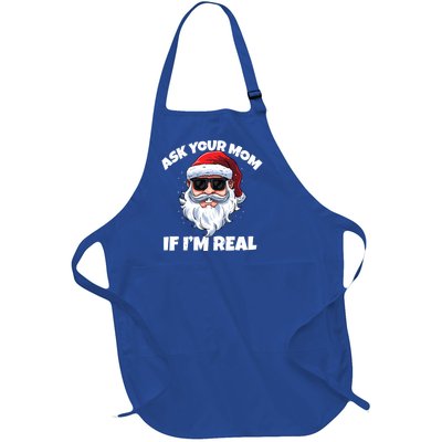 Ask Your Mom If IM Real Hippie Santa Claus Christmas Great Gift Full-Length Apron With Pockets