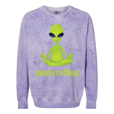 Alien Yoga Meditation Namaste Gift Colorblast Crewneck Sweatshirt