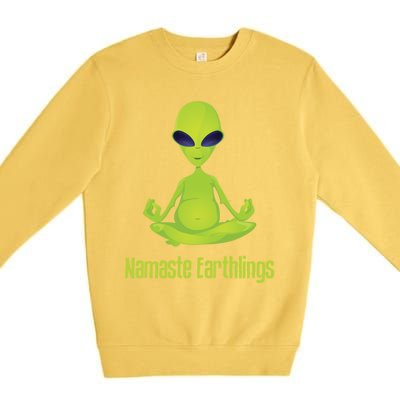 Alien Yoga Meditation Namaste Gift Premium Crewneck Sweatshirt