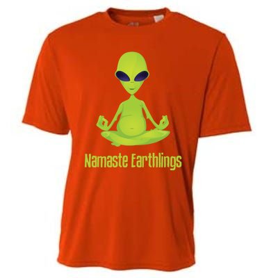 Alien Yoga Meditation Namaste Gift Cooling Performance Crew T-Shirt