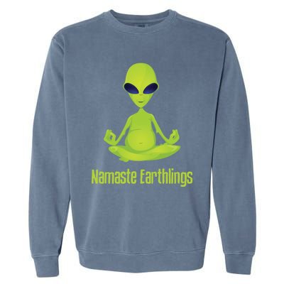 Alien Yoga Meditation Namaste Gift Garment-Dyed Sweatshirt