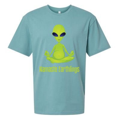 Alien Yoga Meditation Namaste Gift Sueded Cloud Jersey T-Shirt