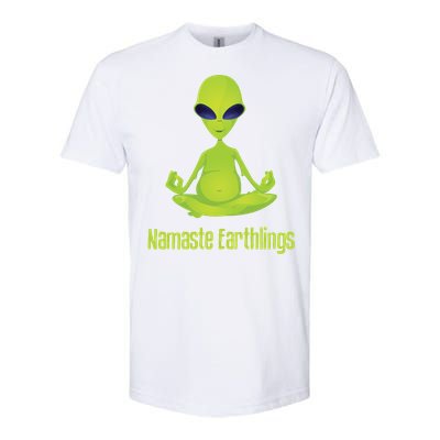 Alien Yoga Meditation Namaste Gift Softstyle CVC T-Shirt