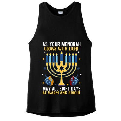 As Your Menorah Glows With Light May All Eight Days Be Warm And Bright Ladies PosiCharge Tri-Blend Wicking Tank
