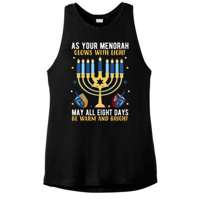 As Your Menorah Glows With Light May All Eight Days Be Warm And Bright Ladies PosiCharge Tri-Blend Wicking Tank