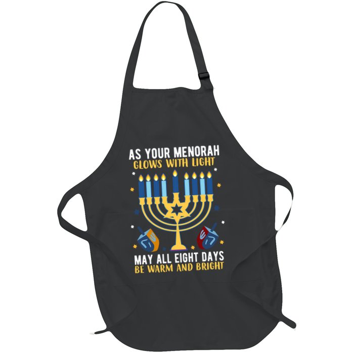As Your Menorah Glows With Light May All Eight Days Be Warm And Bright Full-Length Apron With Pockets