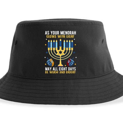 As Your Menorah Glows With Light May All Eight Days Be Warm And Bright Sustainable Bucket Hat
