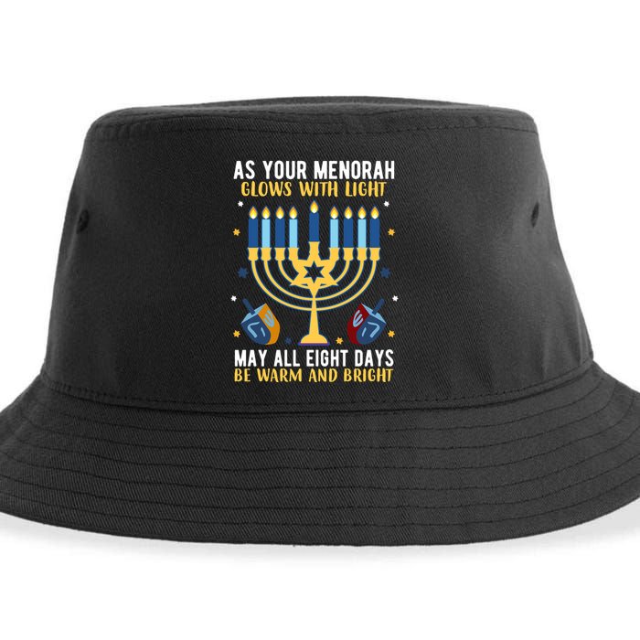 As Your Menorah Glows With Light May All Eight Days Be Warm And Bright Sustainable Bucket Hat