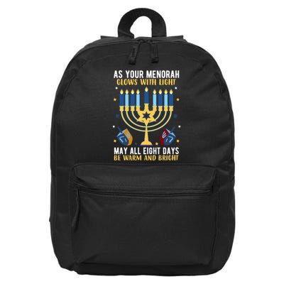 As Your Menorah Glows With Light May All Eight Days Be Warm And Bright 16 in Basic Backpack
