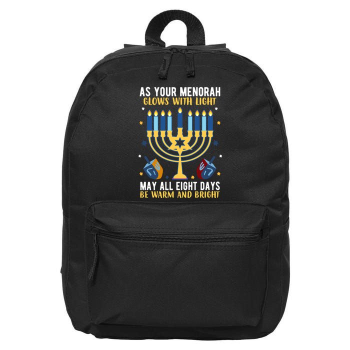 As Your Menorah Glows With Light May All Eight Days Be Warm And Bright 16 in Basic Backpack
