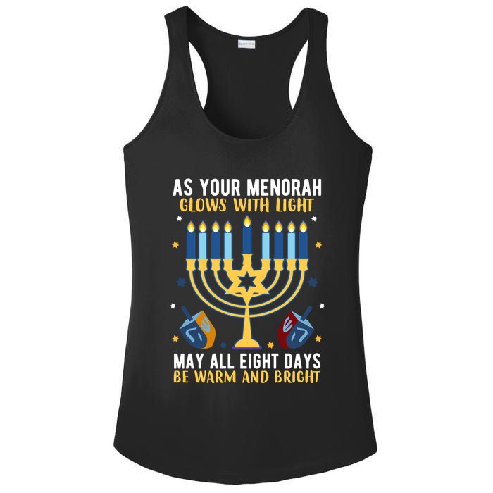 As Your Menorah Glows With Light May All Eight Days Be Warm And Bright Ladies PosiCharge Competitor Racerback Tank